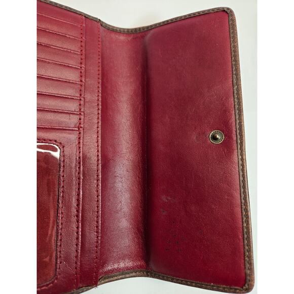 VTG Relic Brand Leather Tri Fold Checkbook Wallet Red Paisley Design- Y2K - Picture 7 of 7